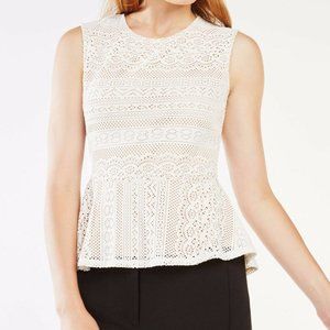 BCBGMaxAzria Vicktoria Peplum Lace Sleeveless Top Size Medium